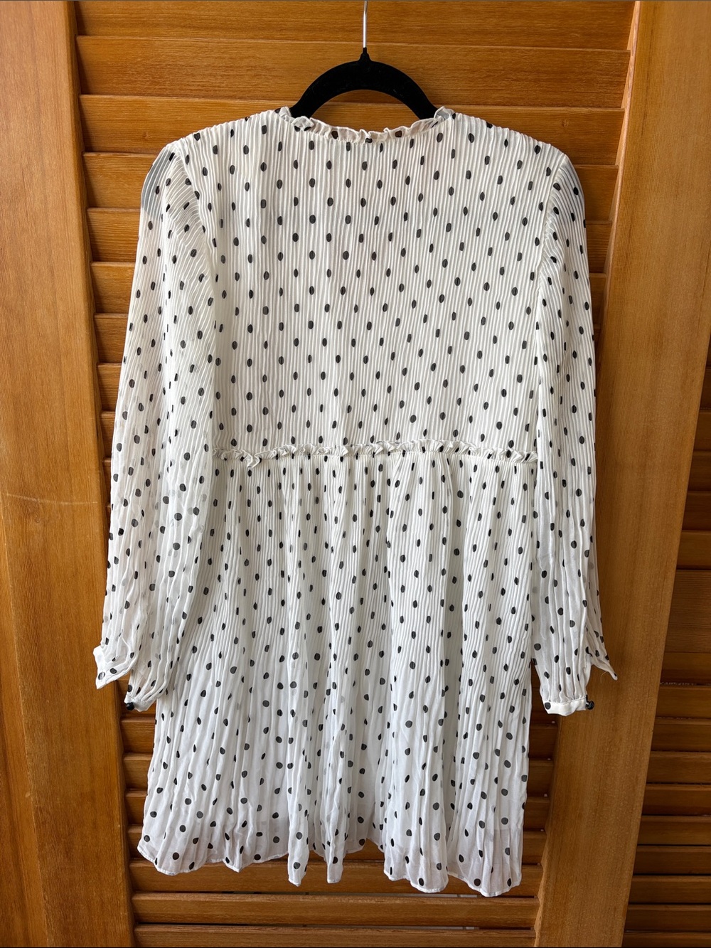Zara White Long-Sleeve Polka Dot Mini Dress - Picture 6 of 6